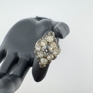 Vintage Rhinestone Cluster Ring 50s Statement Cocktail Bling Formal Glamour